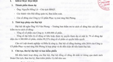 Biên bản họp & Nghị quyết đại hội đồng cổ đông thường niên năm 2016