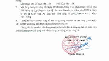 CBTT ký hợp đồng với đơn vị kiểm toán báo cáo tài chính năm 2024