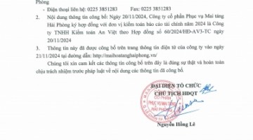 CBTT về ký hợp đồng với đơn vị kiểm toán BCTC năm 2024