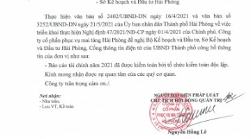 Công bố thông tin báo cáo tài chính năm 2021 theo NĐ 47 (CBTT ngày 12/4/2022)