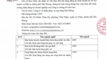 Công bố thông tin thay đổi giấy chứng nhận đăng ký doanh nghiệp 