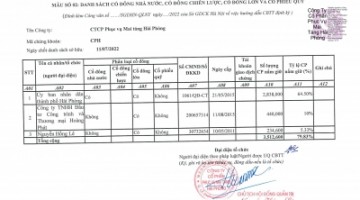 Danh sách cổ đông nhà nước, cổ đông lớn, cổ đông chiến lược