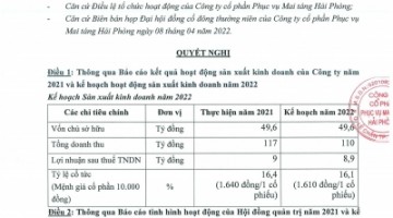 Nghị quyết, biên bản họp ĐHĐCĐ thường niên năm 2022, các tờ trình, báo cáo