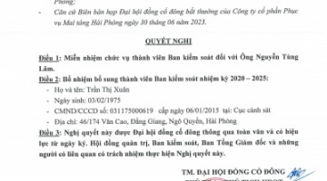 Nghị quyết và biên bản họp ĐHĐCĐ  bất thường năm 2023