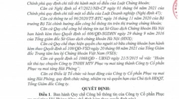 Quy chế Công bố Thông tin năm 2022 (CBTT ngày 09/9/2022)