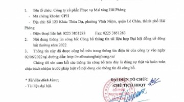 Tài liệu họp ĐHĐCĐ bất thường năm 2022