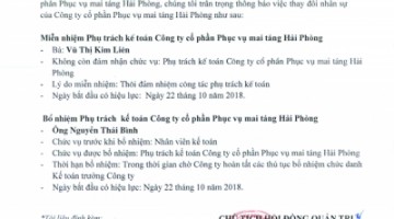 thông báo thay đổi nhân sự